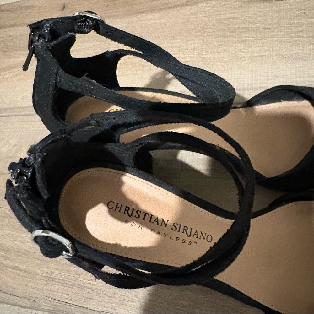 Christian Siriano Kam Criss-Cross suede Pump Heel Shoes black‎ size 6.5 - Picture 3 of 8